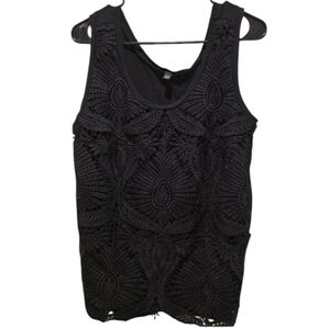 Lane Bryant Black Crochet Overlay Tank Top Size 14/16